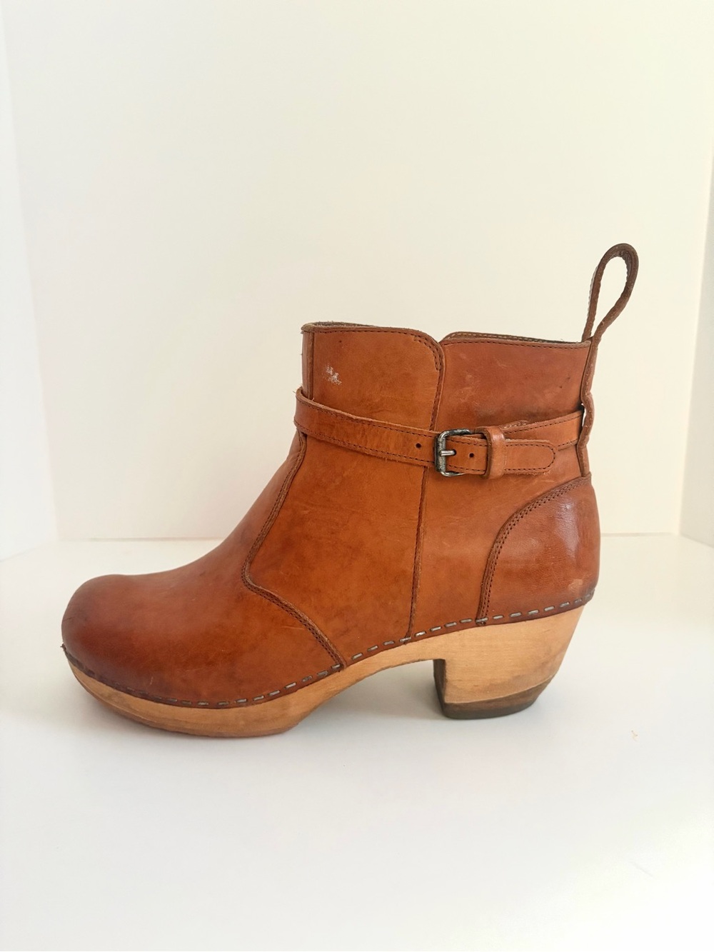Swedish Hasbeens Jodhpur Toffel Tan Leather Clog Boots Women’s 40 / 9